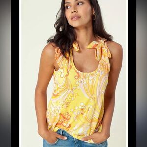 NWT Hale Bob Anika gold top blouse tank small s